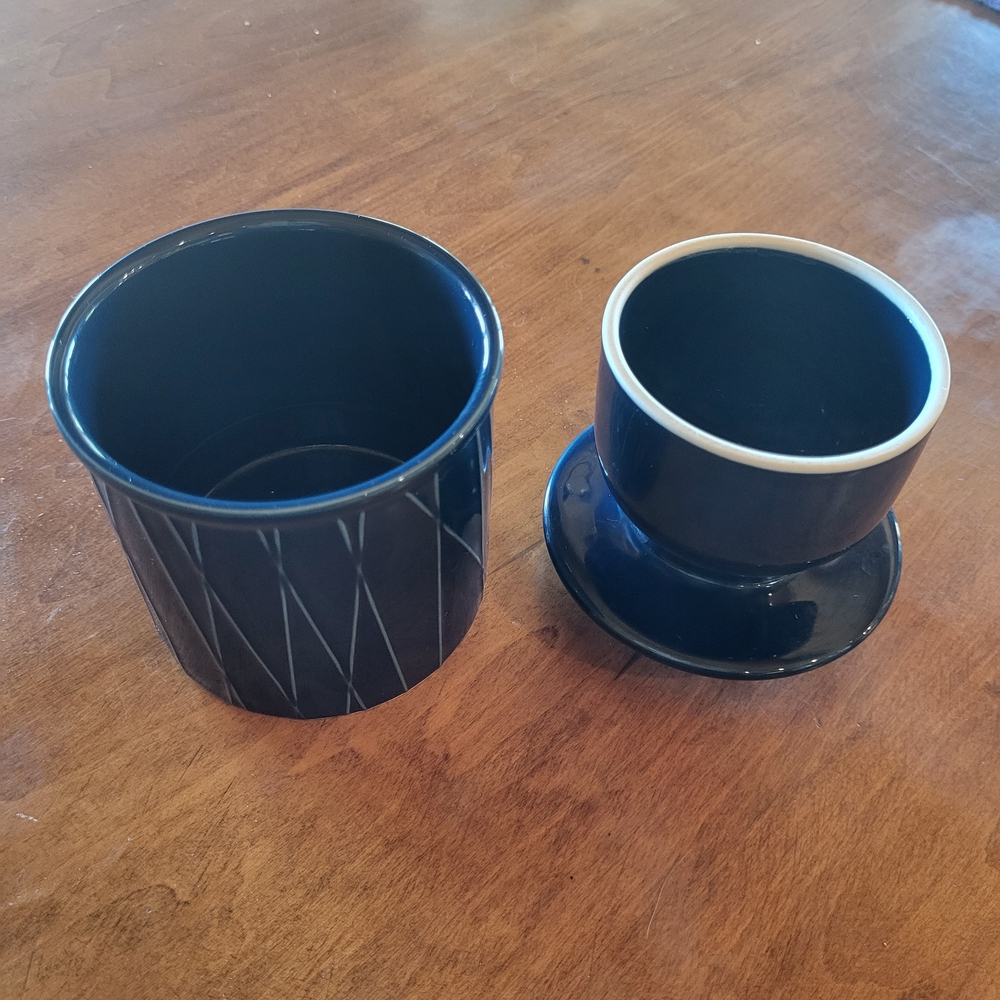 Navy Blue Ceramic Jar with Lid - Picture 3 of 7